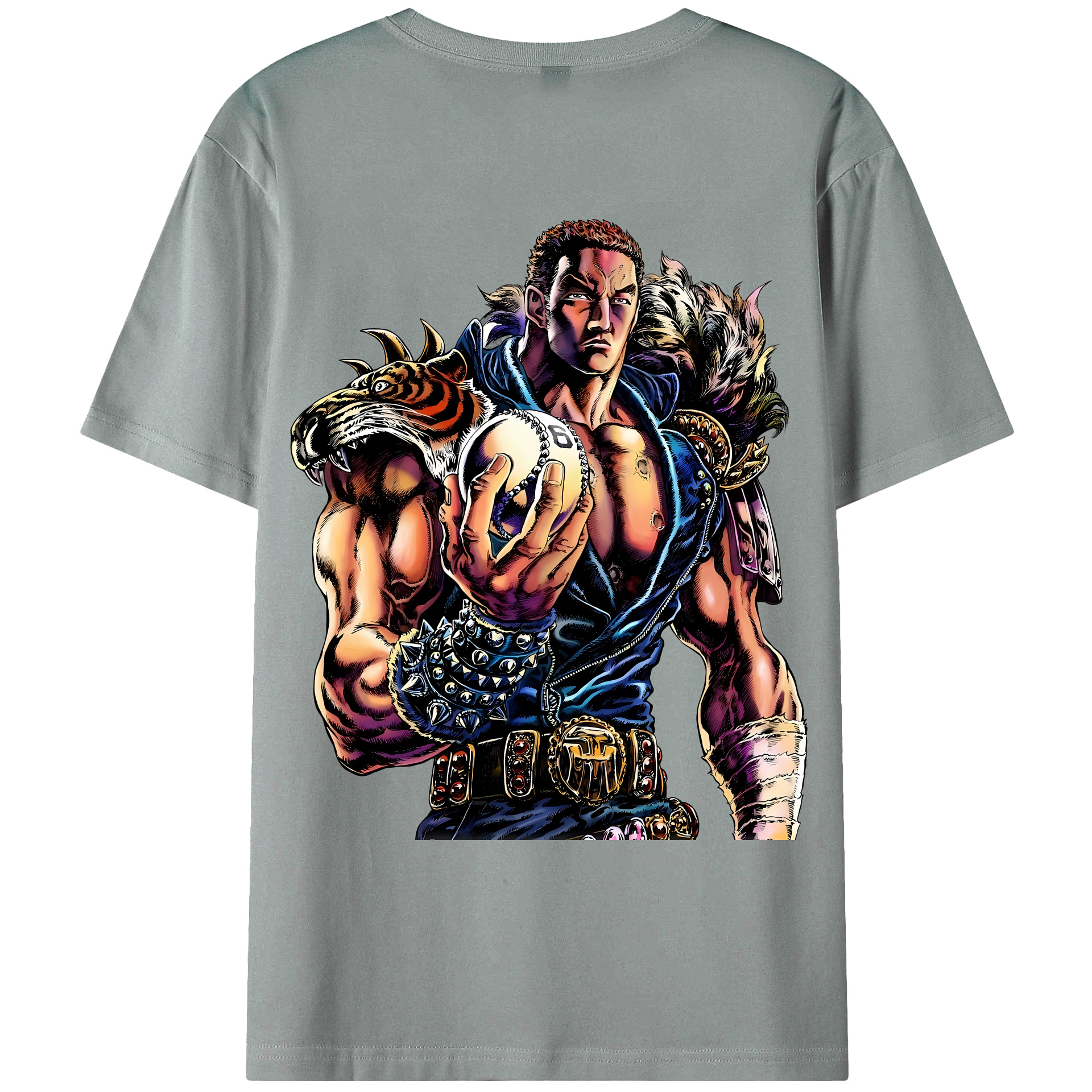 （画像用） 北斗の拳 Fist of the North Star 綿100％ メンズ半袖Tシャツ（バックプリント） 通気性